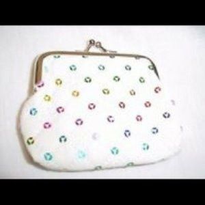 3/$5 White Sequin Kiss Lock Coin Purse